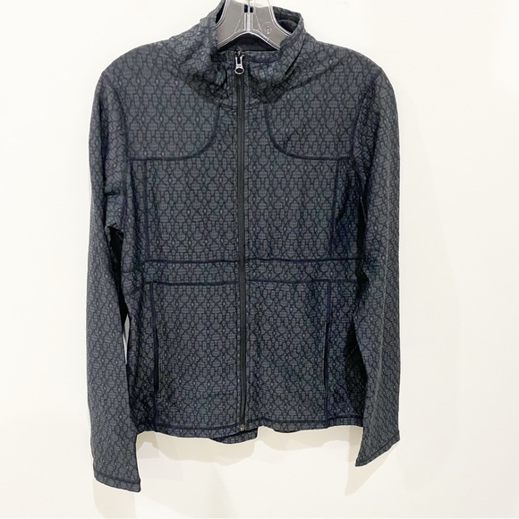 PRANA Black Jacquard Full-Zipper Jacket with Pockets Size Large - Picture 2 of 10